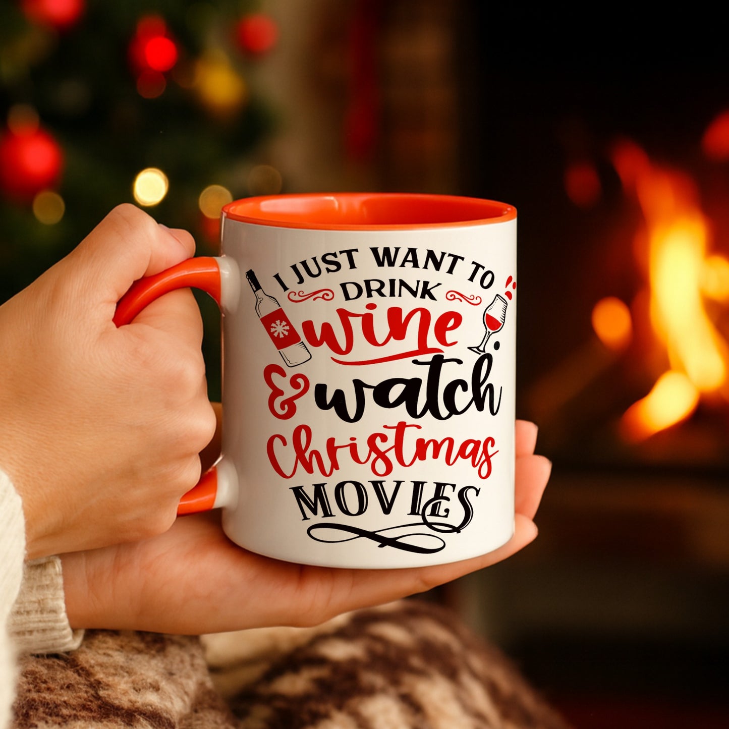 I Just Want To Drink Wine And Watch Christmas Movies Mug - The Perfect Match For Merry Movie Nights.