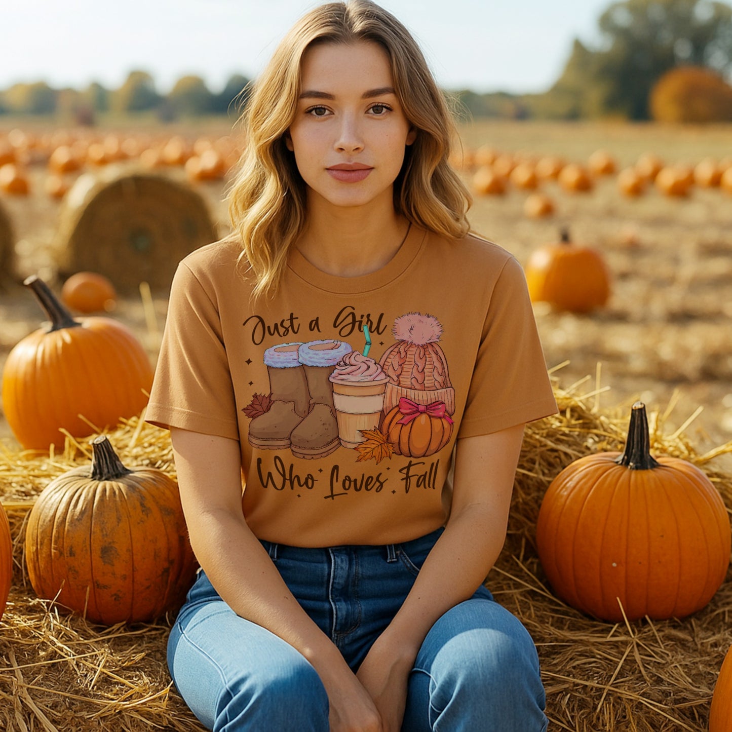 Just a Girl Who Loves Fall Graphic T-Shirt - Comfy, Cute, And Made For Crisp Autumn Days