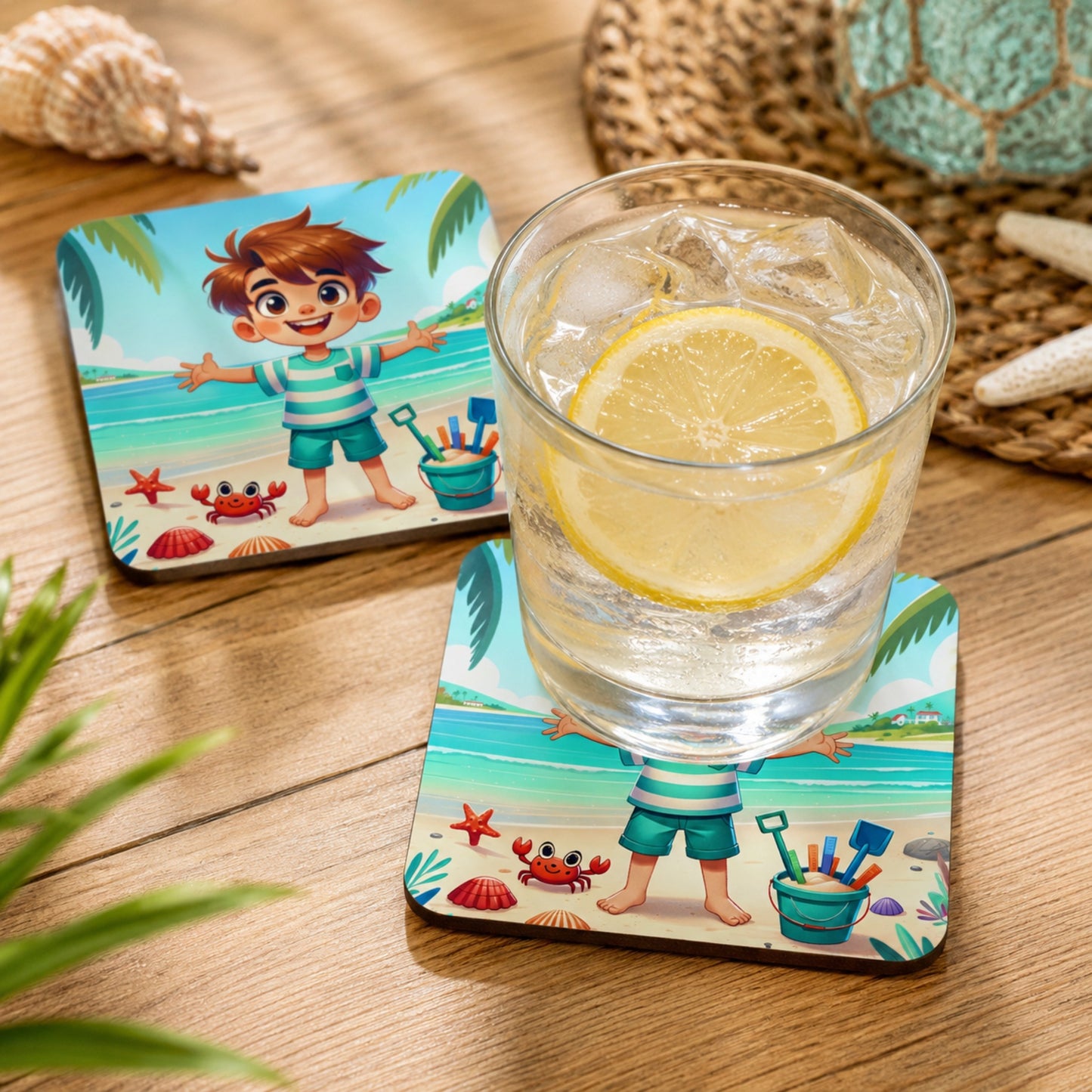 Summer Beach Boy Coaster Set - Simple, Fun, and Summer-Ready