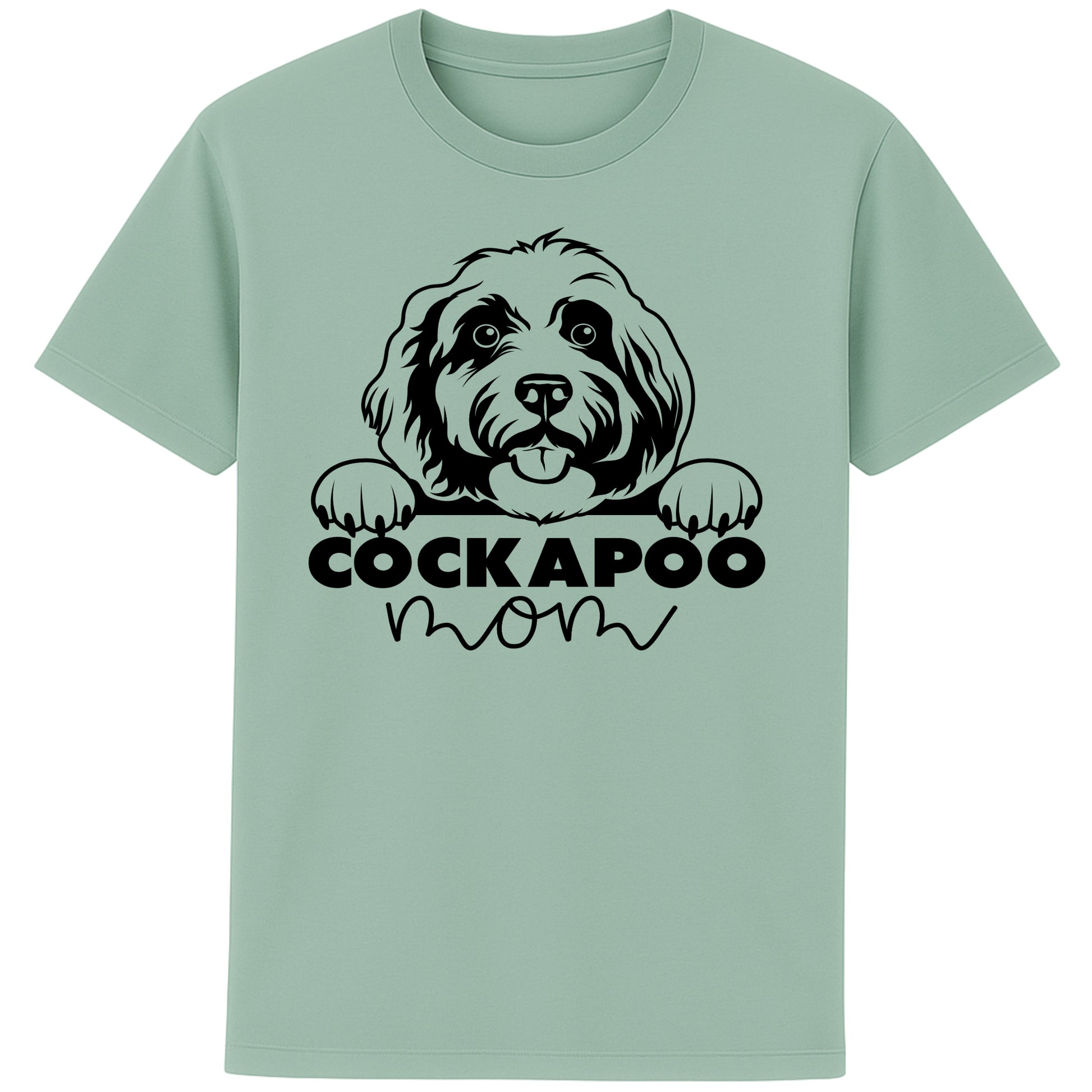 Aloe Colour cockapoo Mom t-shirt featuring a cute Cockapoo dog graphic, perfect for Cockapoo owners, dog mums, and dog lovers.