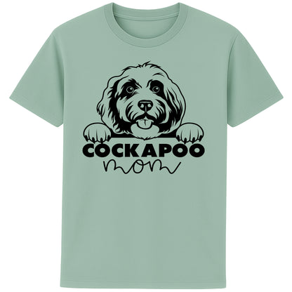 Aloe Colour cockapoo Mom t-shirt featuring a cute Cockapoo dog graphic, perfect for Cockapoo owners, dog mums, and dog lovers.