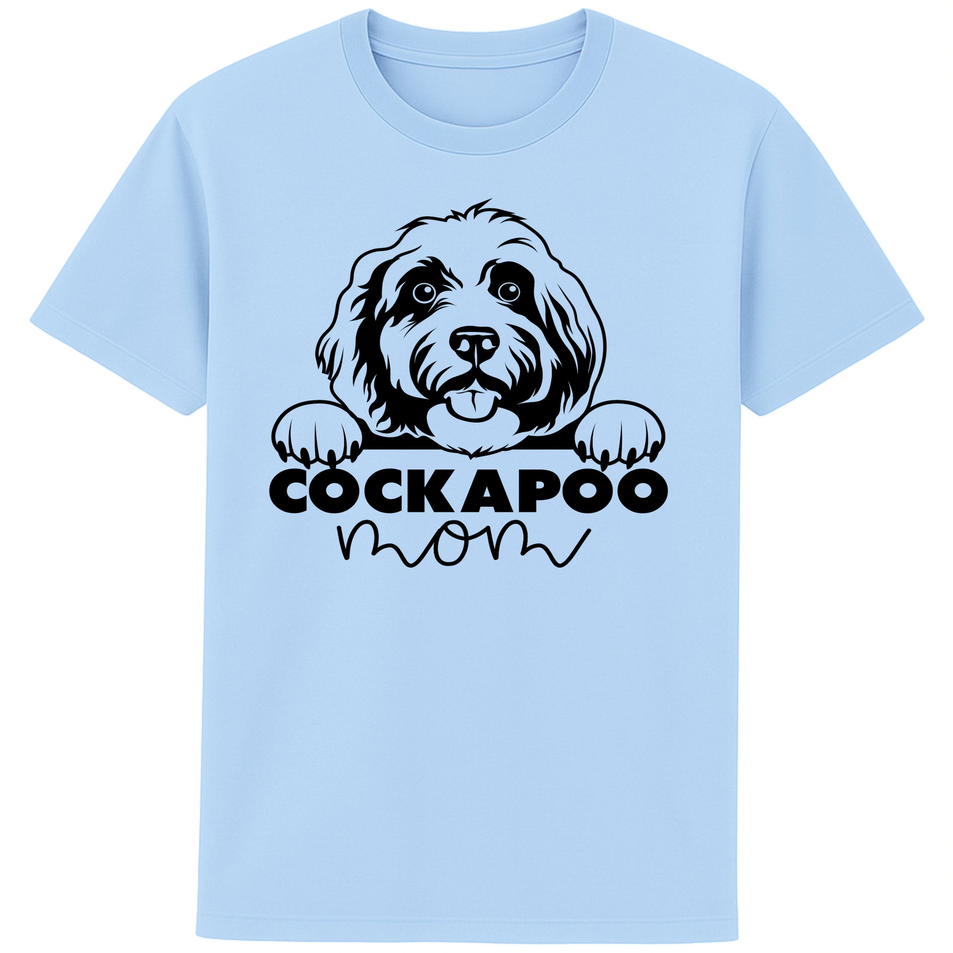Blue Soul cockapoo mom t-shirt featuring a cute Cockapoo dog graphic, perfect for Cockapoo owners, dog mums, and dog lovers.