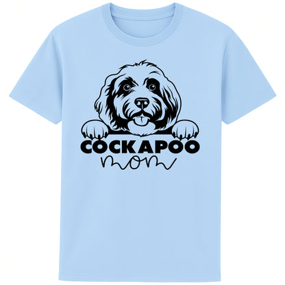 Blue Soul cockapoo mom t-shirt featuring a cute Cockapoo dog graphic, perfect for Cockapoo owners, dog mums, and dog lovers.