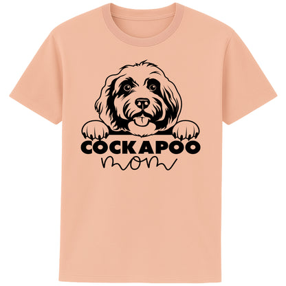 Fraishe Peche Colour cockapoo mom t-shirt featuring a cute Cockapoo dog graphic, perfect for Cockapoo owners, dog mums, and dog lovers.