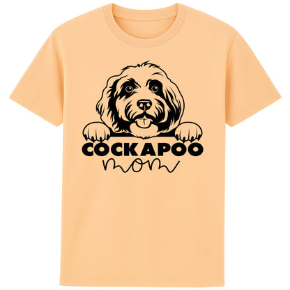 Nispresso Colour cockapoo mom t-shirt featuring a cute Cockapoo dog graphic, perfect for Cockapoo owners, dog mums, and dog lovers.