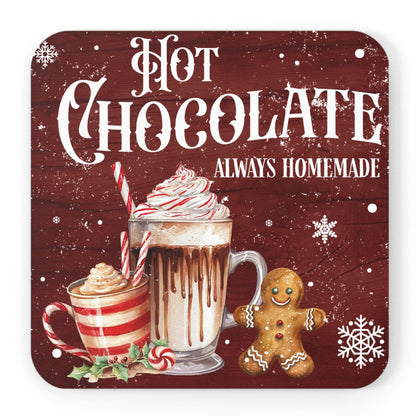 "Festive hot chocolate coaster with whipped cream, candy cane, and gingerbread design – perfect for holiday decor and winter drinks"