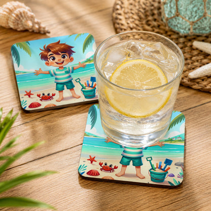 Summer Beach Boy Coaster Set - Simple, Fun, and Summer-Ready